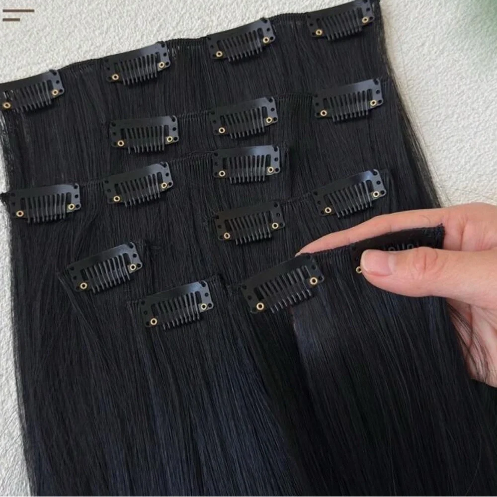 Black hair extensions human hair blend